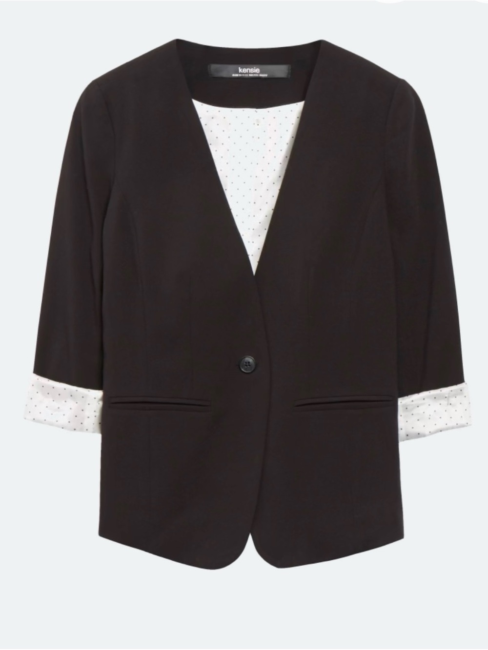 Kensie Black Cardinia Collarless Blazer, Medium